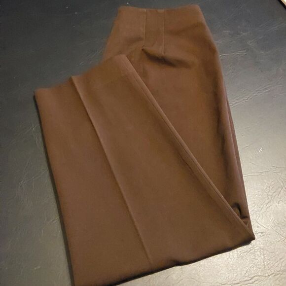 Talbots Dress Pant Women 10P Brown Polyester Straight Stretch Mid Rise‎ Side Zip - Picture 1 of 10